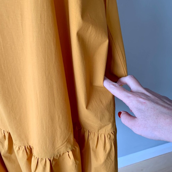 Ann Taylor Square Neck Flounce Shift Dress in Yellow Size Medium Petite - Picture 5 of 11